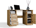 BDW Delta Bureau avec 3 tiroirs et 1 armoire, 120 x 75 x 60 cm, plateau pour clavier, Biruo, chambre d'enfant, salon, chêne artisanal