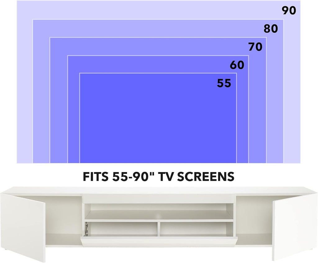 MMT DAIQ2000 Meuble TV pour TV 4K 65/70/75/80" avec lumières LED 200 cm de Large Blanc