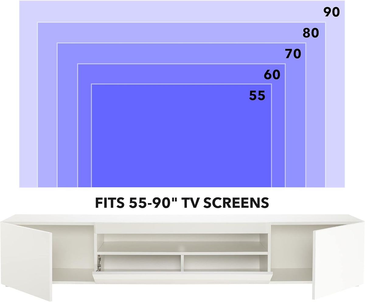 MMT DAIQ2000 Meuble TV pour TV 4K 65/70/75/80" avec lumières LED 200 cm de Large Blanc