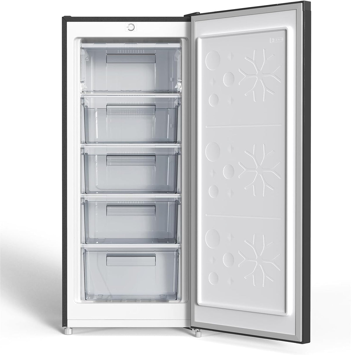 CHiQ Congélateur armoire avec une capacité de 145L, Congélation rapide, Thermostat réglable, Silencieux, Porte réversible, Noir, Classe énergétique E