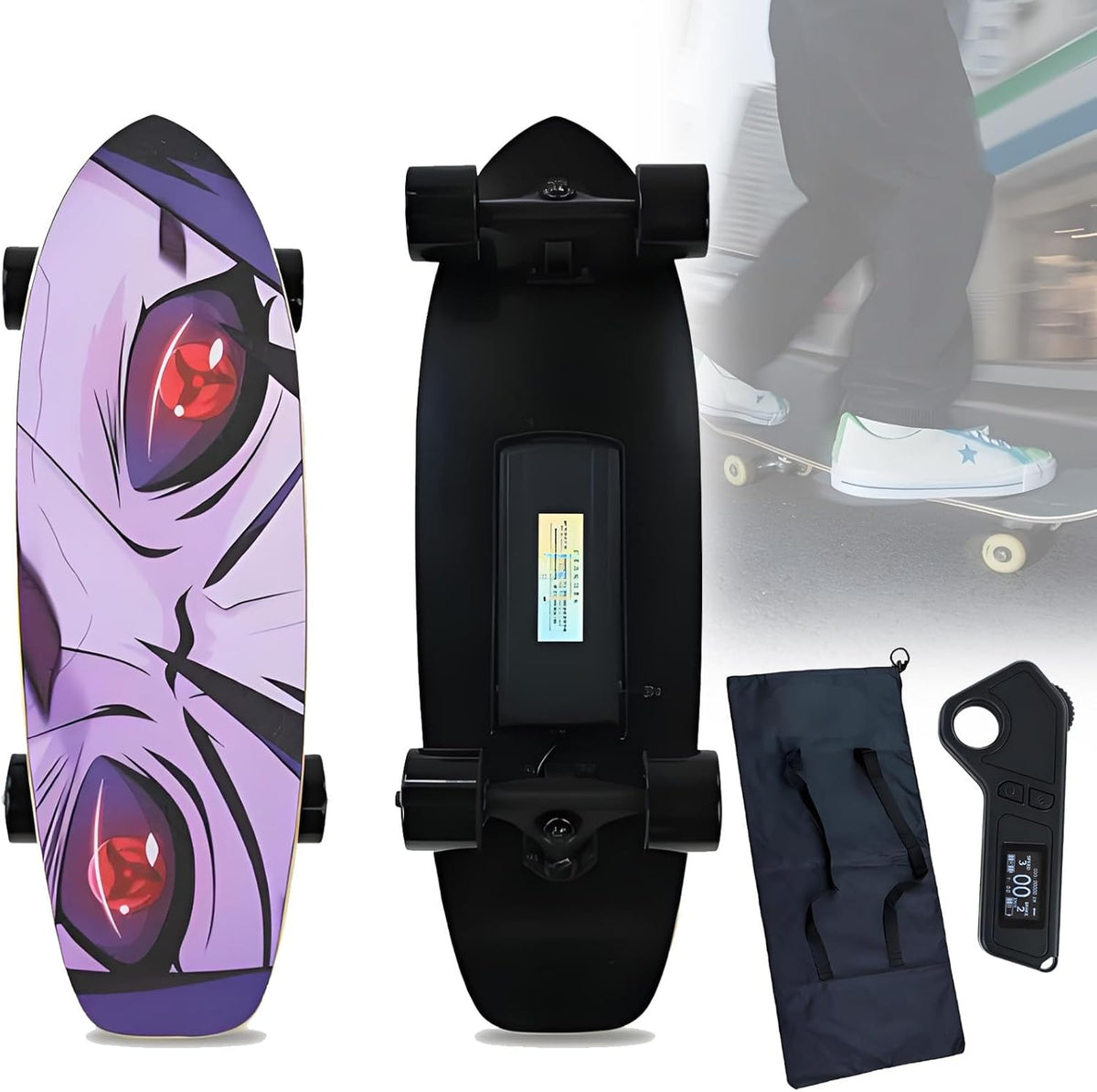 PxkVrin Skateboard électrique Tout Terrain avec télécommande, en érable 8 Plis, idéal pour Les Campus et la Ville. C