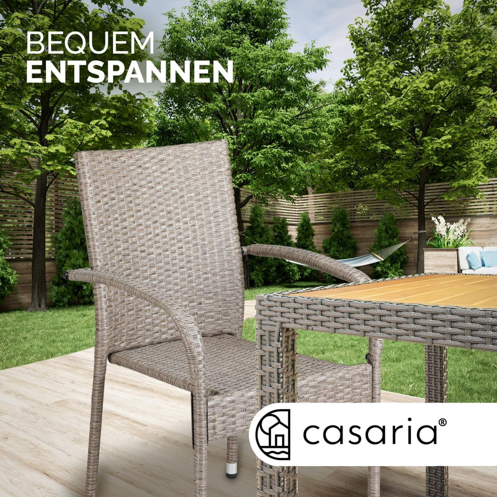Casaria® Lot de 8 chaises de Jardin crèmes empilables polyrotin accoudoirs arrondis Fauteuil extérieur terrasse Balcon