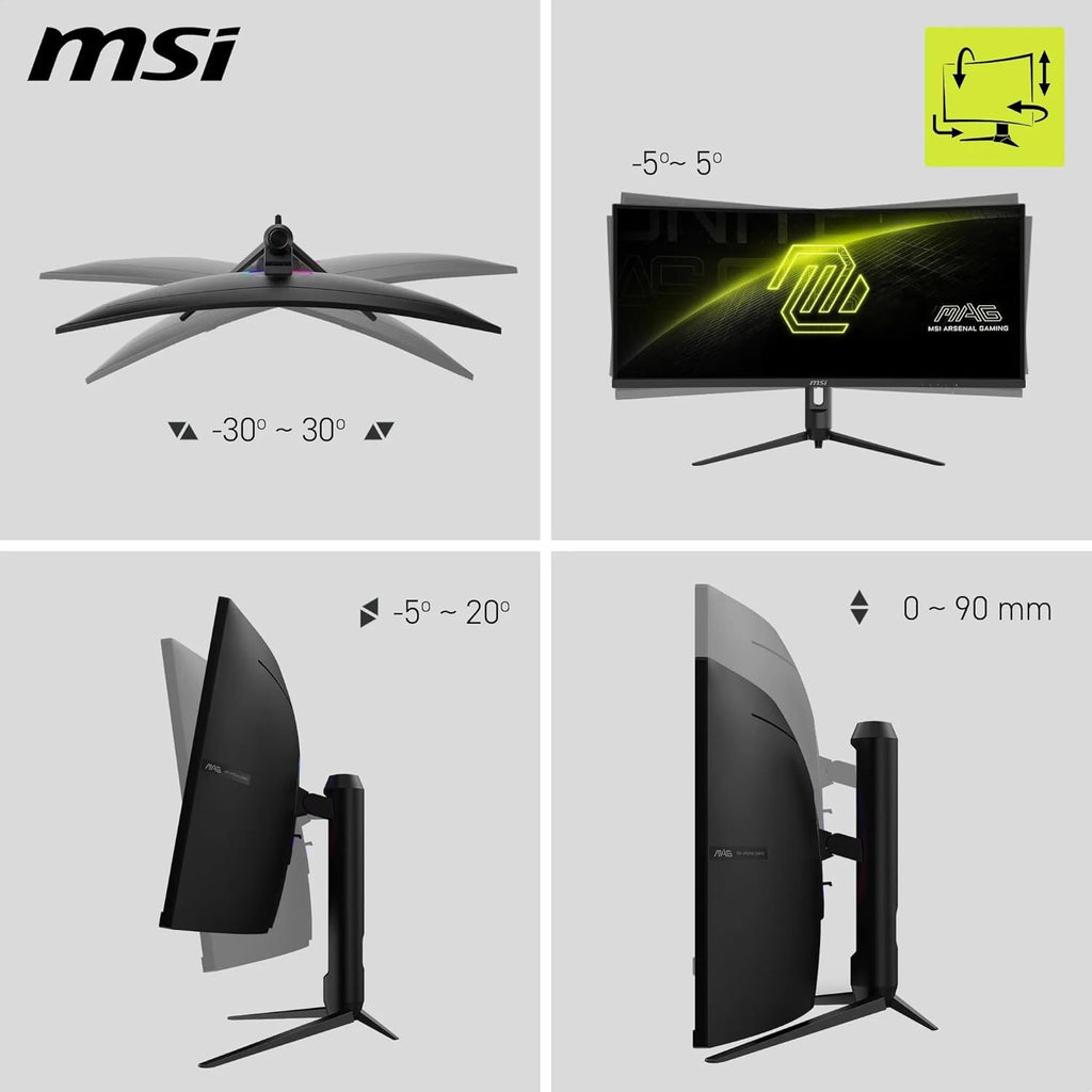 MSI MAG 342CQR E2 Écran Gaming incurvé 34" UWQHD - Dalle VA 1500R 3440 x 1440, 180 Hz / 1 ms (MPRT), Adaptive-Sync - DP 1.4a, HDMI™ 2.0b CEC