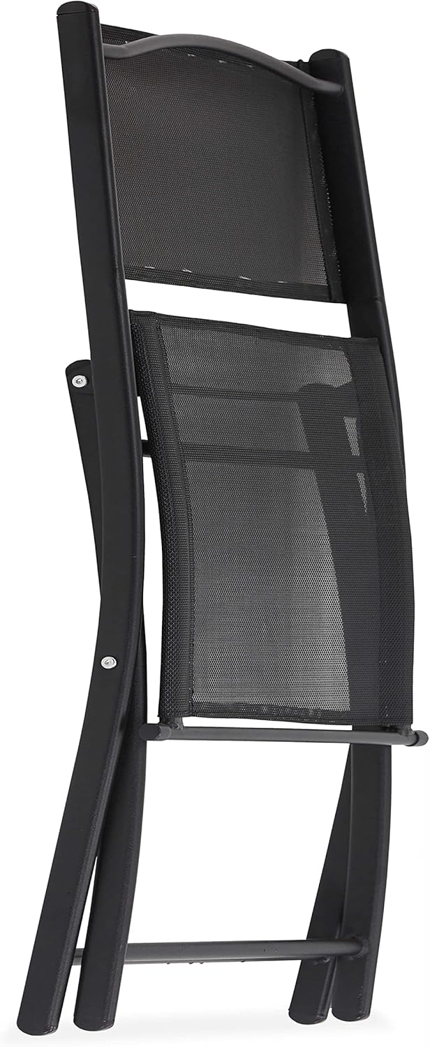 Oviala Table de Jardin et 4 chaises Pliantes en Acier et Verre Noir