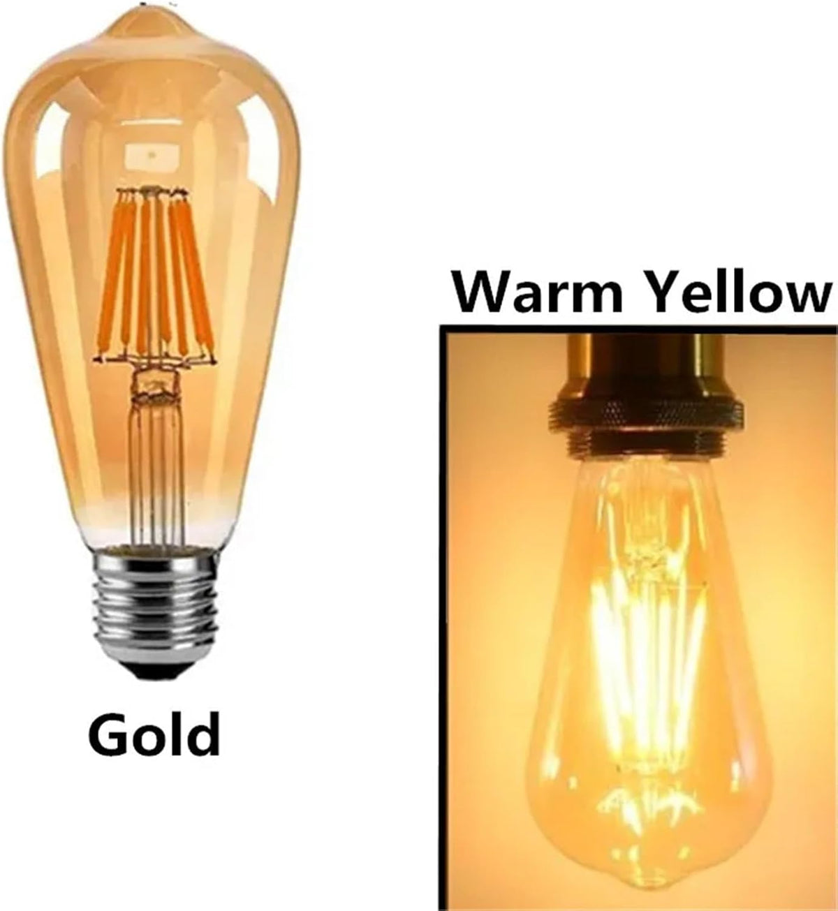 POAHNCU Ampoule Lot De 10 Ampoules LED ST64 4W 6W 8W À Filament Doré Dimmables, Culot E27, Style Vintage, Aspect Verre Rétro Économie d'énergie(8W)