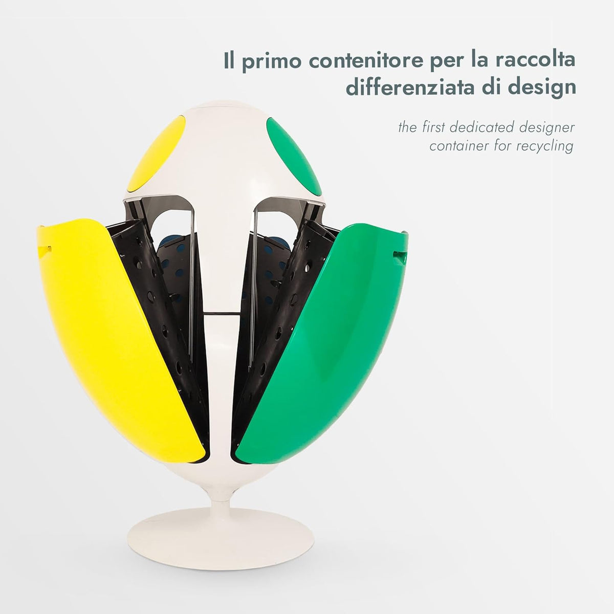 SoldiDesign Ovetto Poubelle de Recyclage 54L (3 x 18L), Système de tri sélectif, tri des déchets, 3 Compartiments, Poubelle Cuisine Blanc Amical Taille Unique
