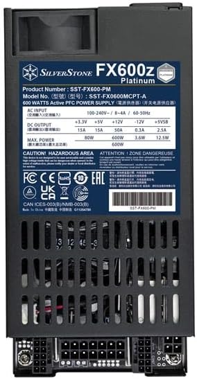 Silverstone Technology FX600z Platinum, Alimentation Flex ATX entièrement modulaire 600W Cybenetics Platinum, SST-FX600-PM