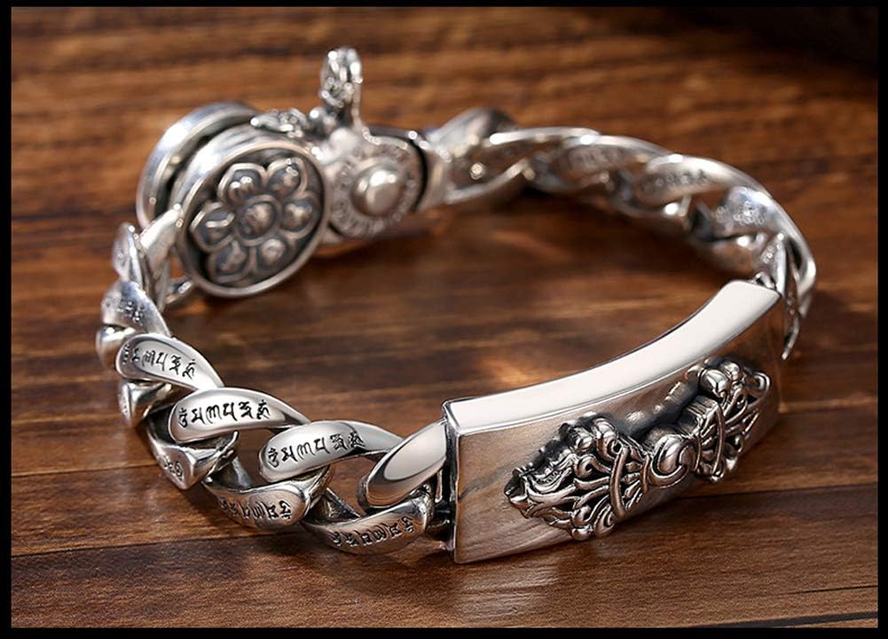 ZEDARO Bracelet jonc en Argent Sterling 925 pour Homme, Bijoux à la Mode rétro Simple à Six caractères Mantra Dominateur, Bijoux Souvenir Cadeau Unisexe.