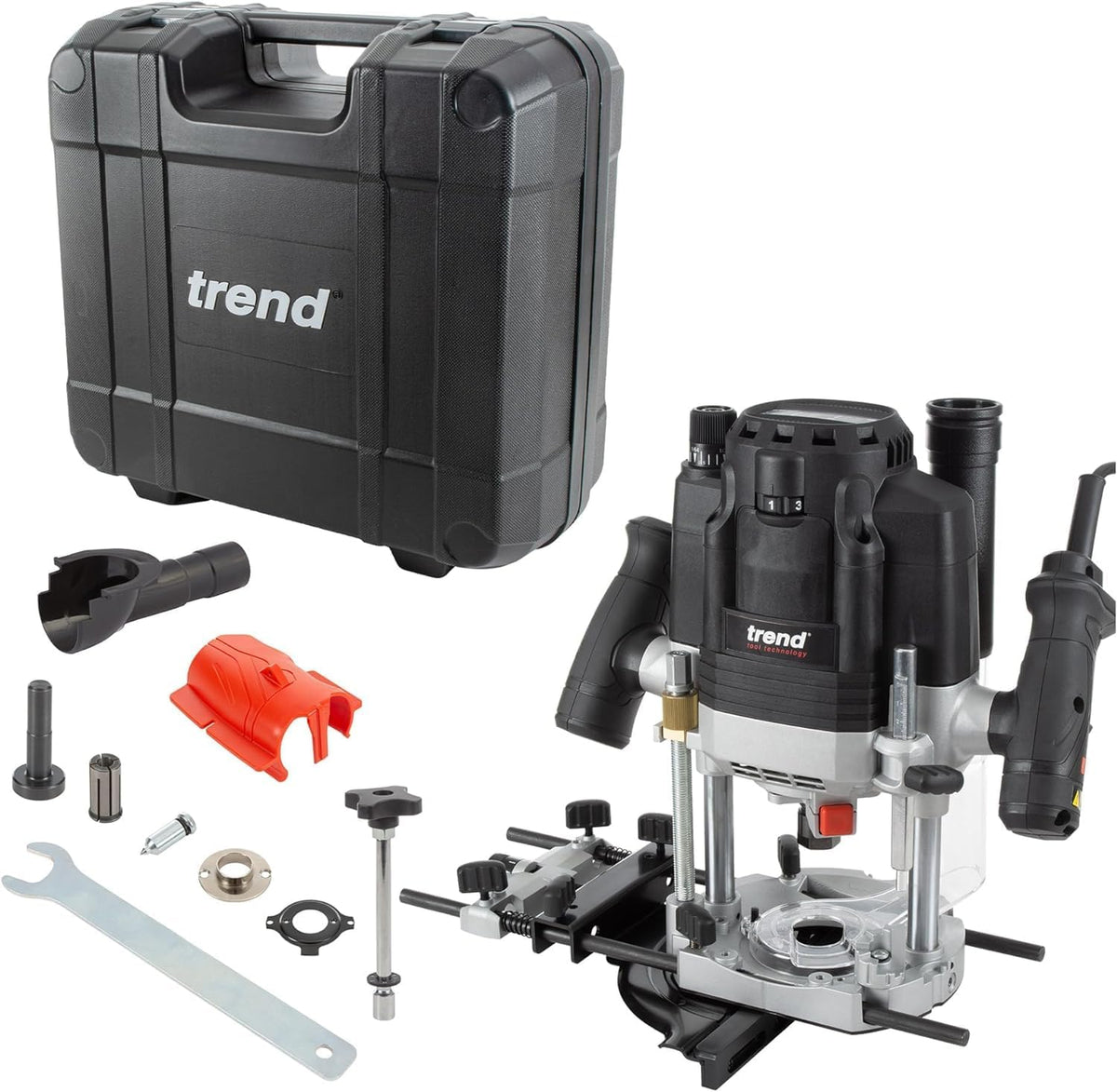Trend T8 Défonceuse à Plongée Double Mode 12mm pour Atelier, Conçue pour Utilisation Manuelle et Table, 2200W, 230V, Noir, T8EK/EURO