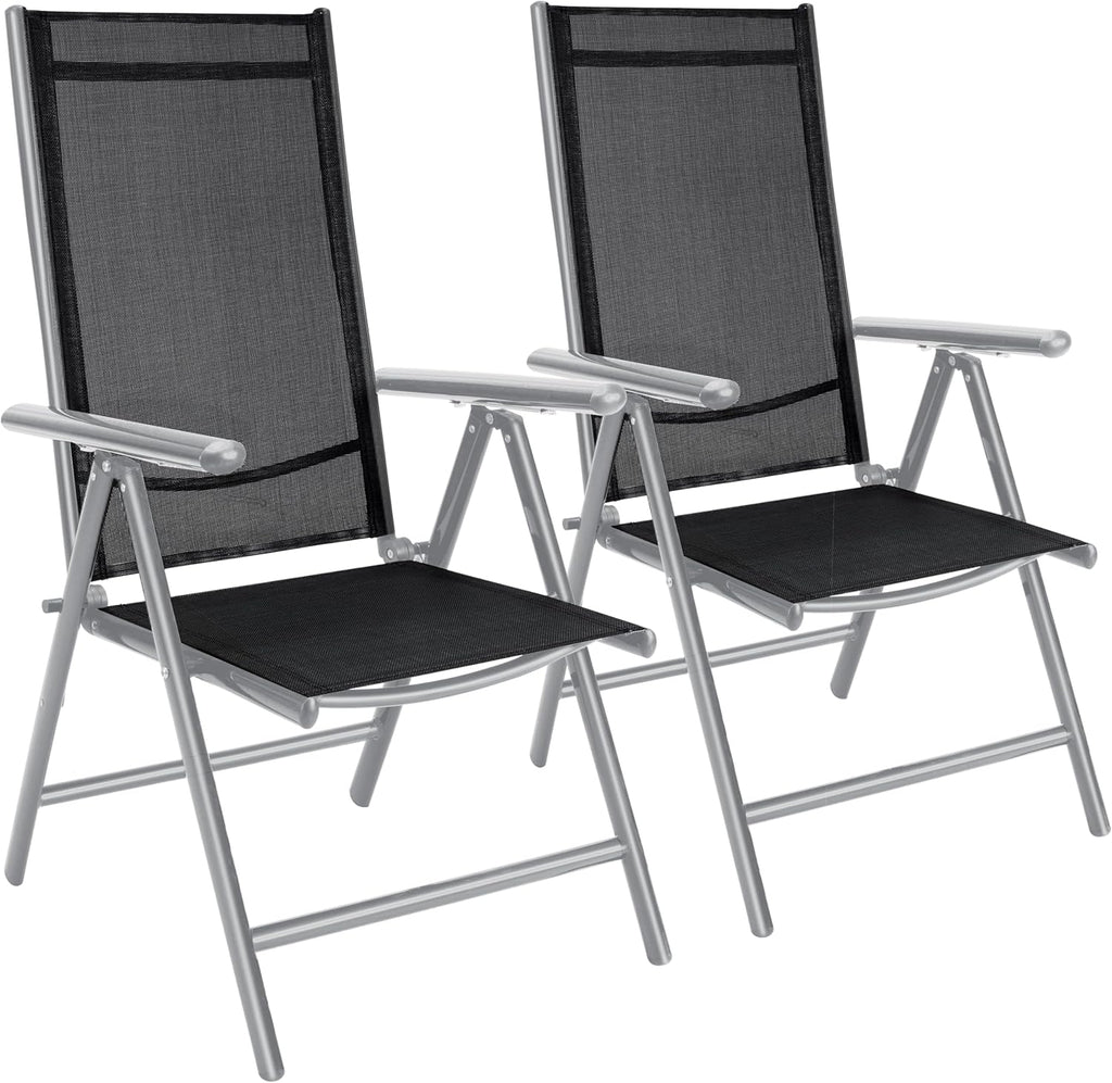 Casaria® 6X Chaises de Jardin Pliantes Aluminium 120kg Dossier Haut réglable 8 Positions Chaise Camping Balcon terrasse résistant intempéries Argent