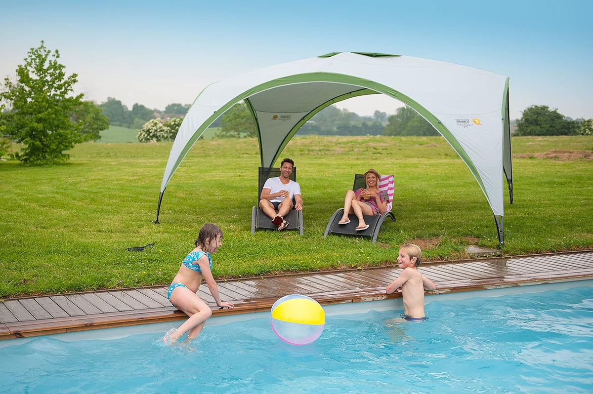 Tonnelle Pro XL 4,5 x 4,5 m pour Festivals, Jardin et Camping, poteaux en Acier Robuste, Grande Tente d'événement avec Protection Solaire SPF 50+