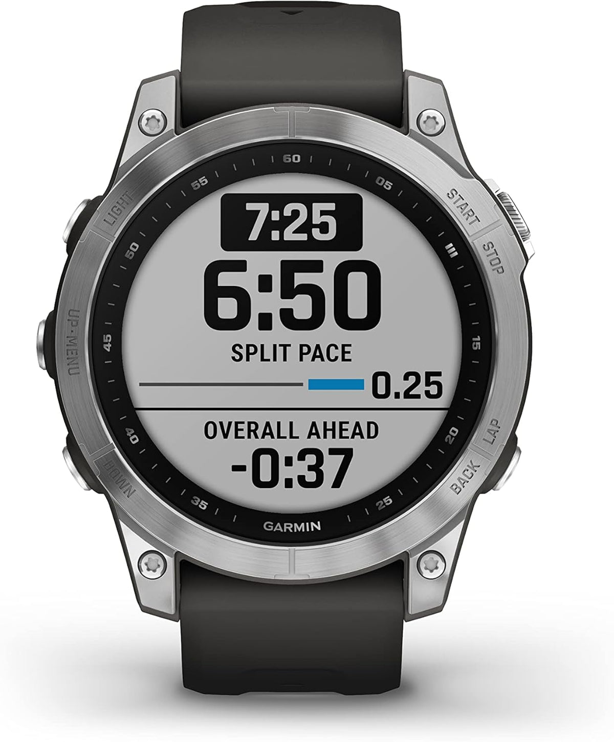 Fenix 7 - Montres GPS Multisports connectée Haute Performance - Silver avec Bracelet Gris - Boitier 47mm (Reconditionné)