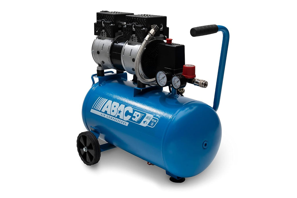 ABAC Compresseur d'Air Silencieux EASE-AIR 24, Compresseur d'Air sans Huile, Pression Maximale 8 Bar, Puissance 1 ch, Réservoir 24 litres, Niveau Sonore 59 dB