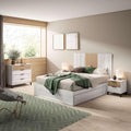 Arles Lot de meubles modernes pour chambre double Blanc Albo et chêne rayé