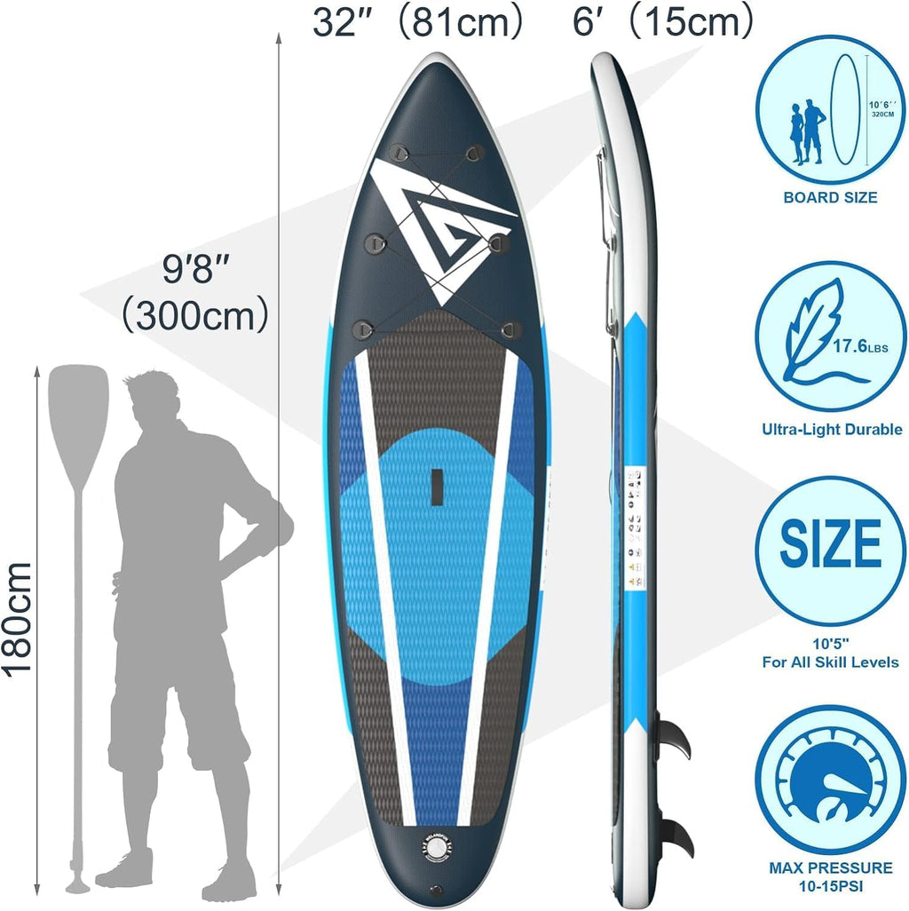 ALIFUN Planches Gonflables Sup Stand Up Paddle Board Gonflable 3 M-320Cm Capacité de Poids 200 Kgs Paddleboarding 6 inches D'épaisseur
