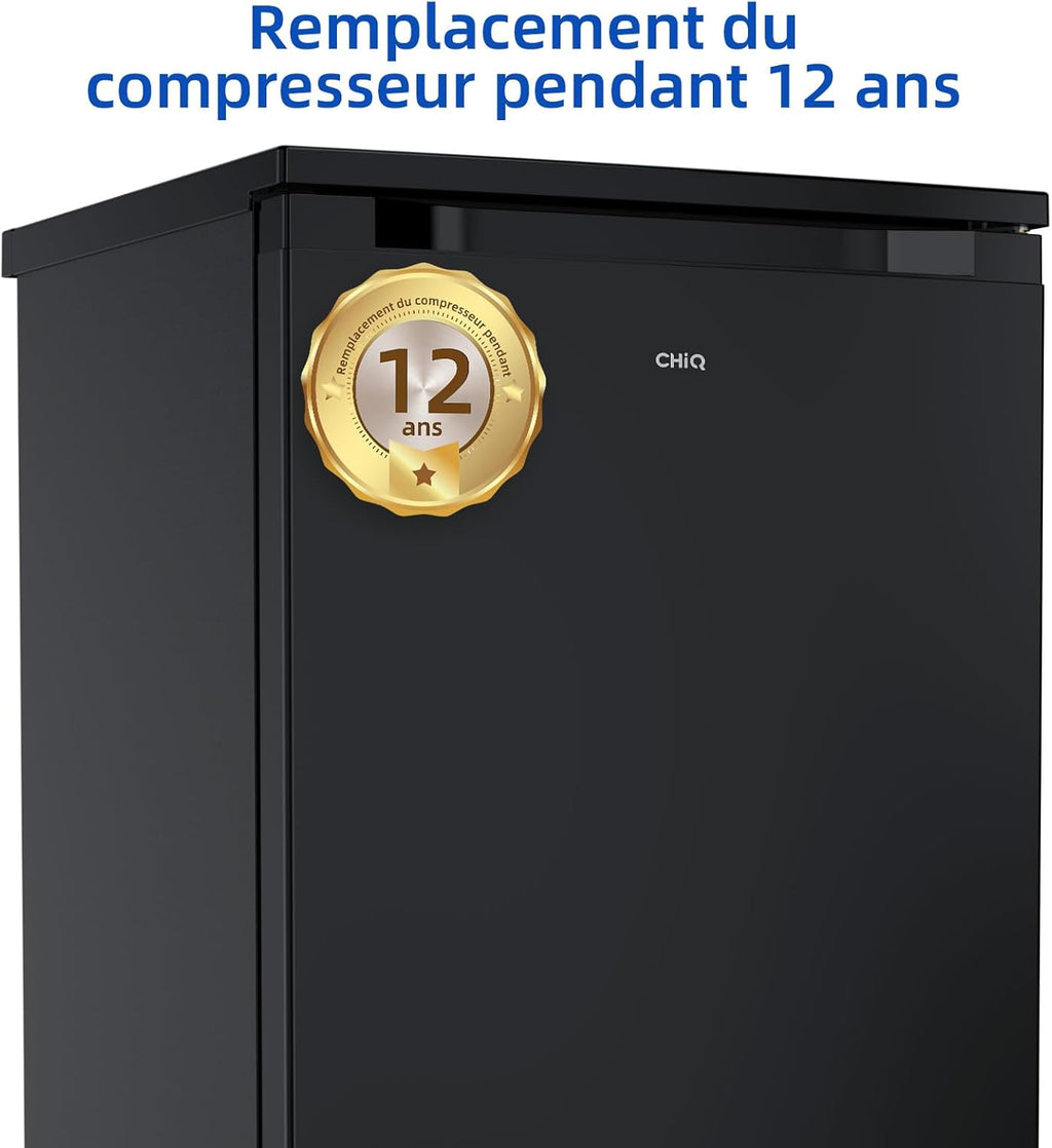 CHIQ Réfrigérateur congélateur 107 L, Classe D, Efficacité énergétique, Ultra silencieux (39 dB), Contrôle de l'humidité, Porte réversible