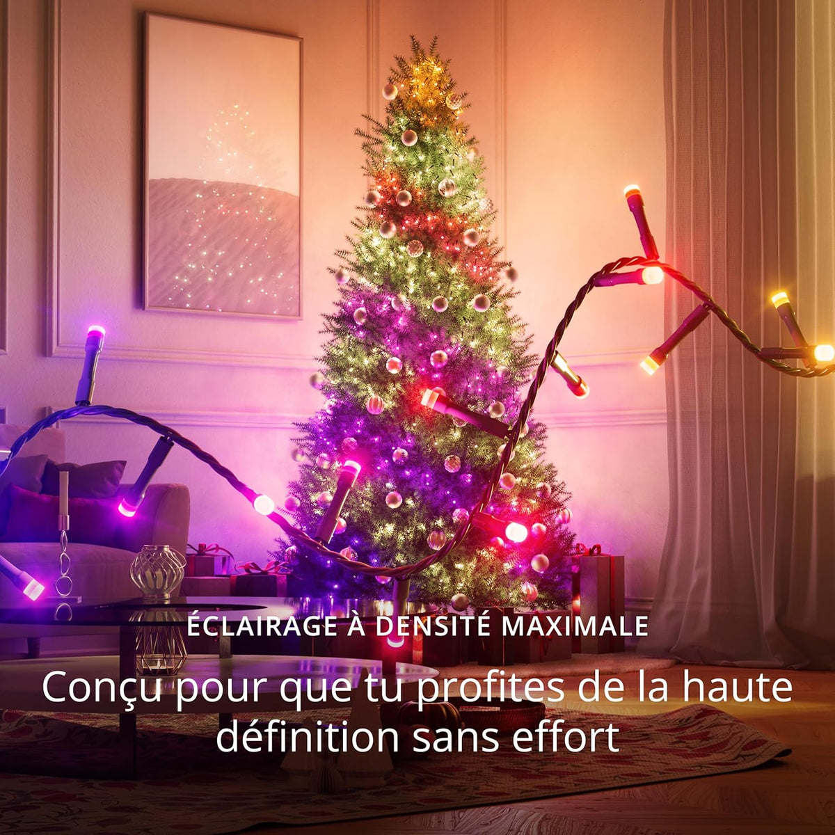 Twinkly - Strings HD - Guirlandes de Noël LED contrôlées par application avec 700 LED RVB 16 millions de couleurs plus blanc chaud, 38,5 mètres, Câble vert