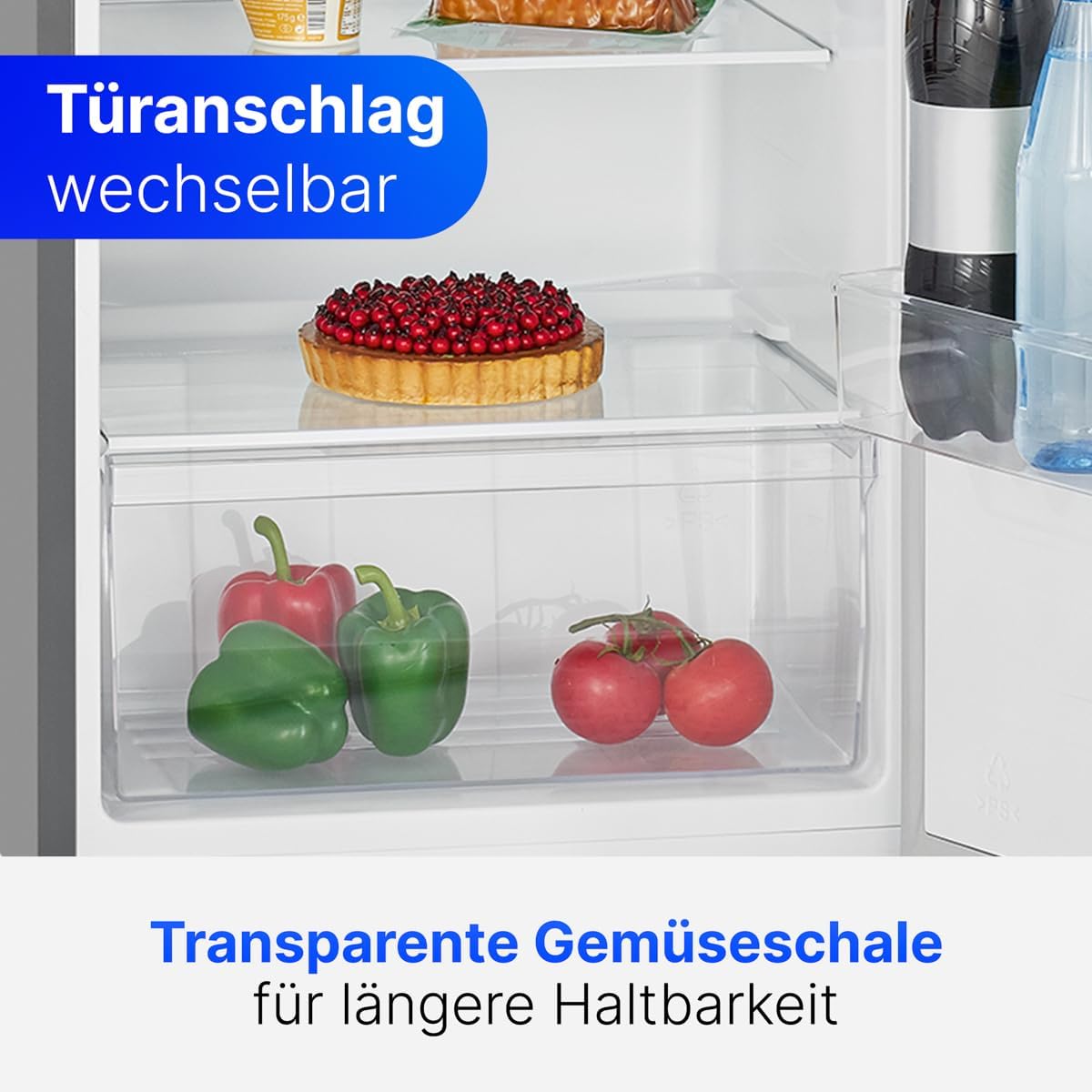 Bomann Réfrigérateur 242L inox VS7316-1-inox, Capacité nette : 242 litres, Éclairage intérieur à DEL, Contrôle de la température en continu, 5 clayettes en verre