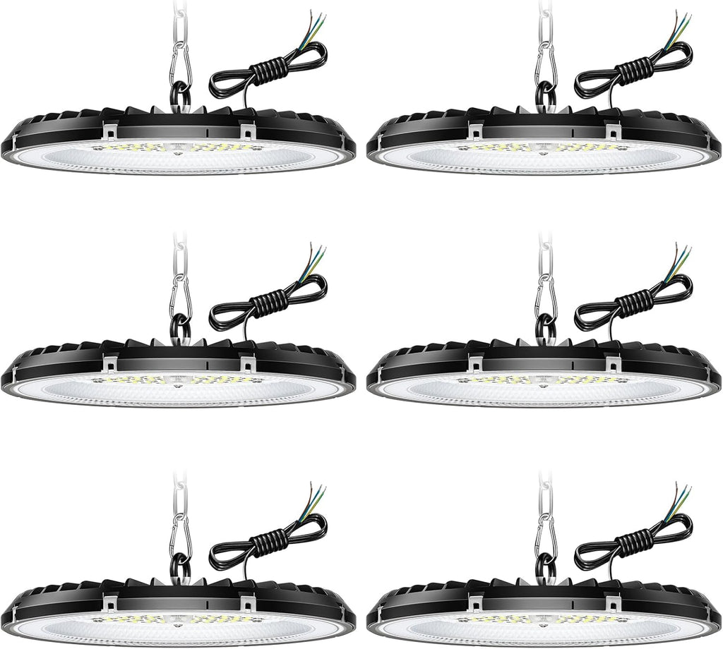 6 PC 200W UFO LED Lights Projecteur,Spot intérieur 30000lm 6000k Froid Blanc, LED High Bay Light ip65 imperméable