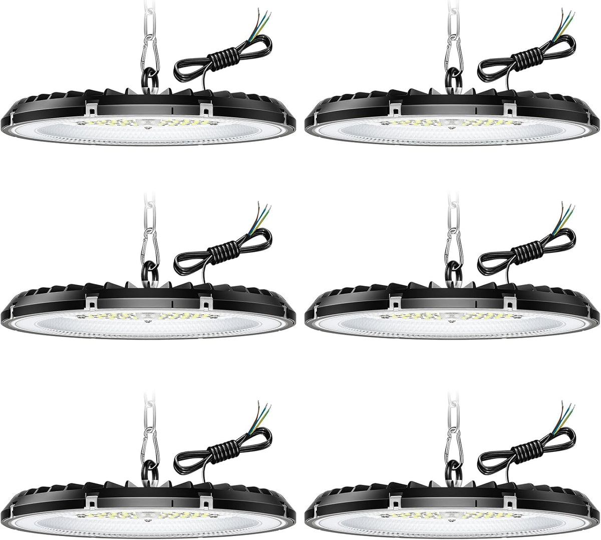 6 PC 200W UFO LED Lights Projecteur,Spot intérieur 30000lm 6000k Froid Blanc, LED High Bay Light ip65 imperméable