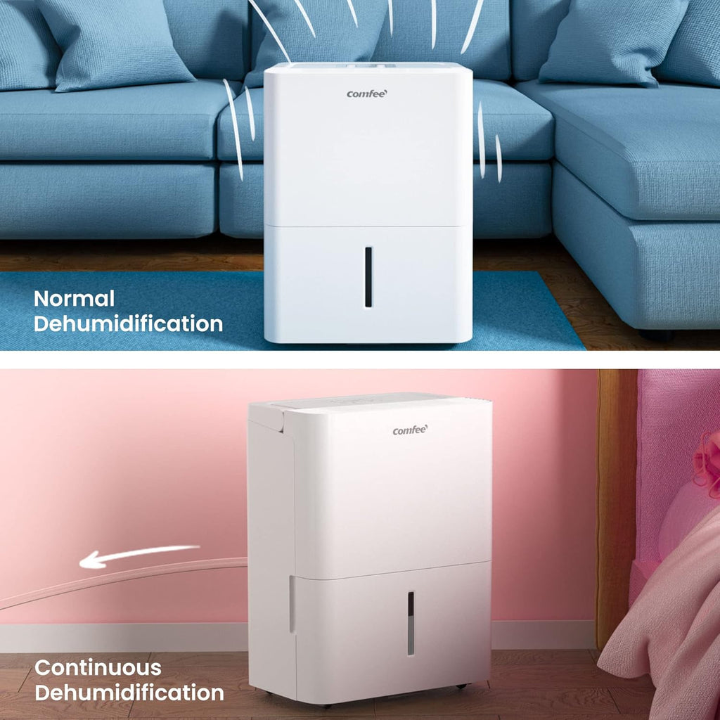 Déshumidificateur Compacte, Absorbe jusqu'à 10L-jour, Deshumidificateur d air avec Roulettes et Poignée, Minuterie 24H, Réservoir 2L, Pour pièce de 16-31㎡, MDDN-10DEN7