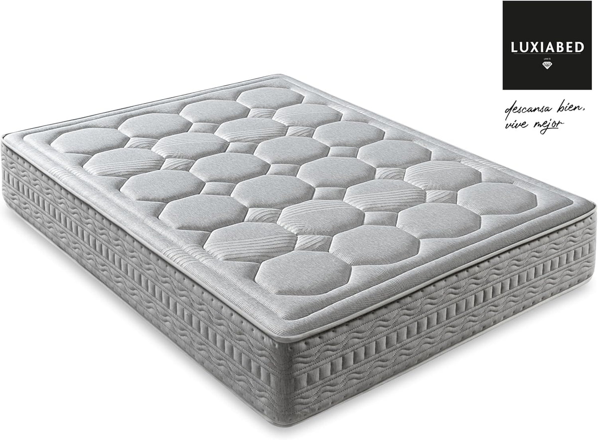 LUXIABED Matelas 200X200 Memoryvex Mousse à Mémoire Réversible Hiver/Été Matrimonial, Anti-Acariens, Hypoallergénique, Respirant, Ferme Moyenne, Modèle RoyalFresh Épaisseur 32 cm
