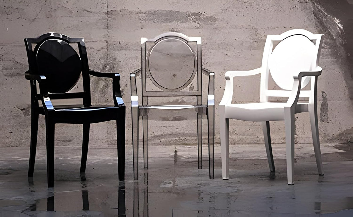 La16 Chaise FANTÔME Transparente avec ACCOUDOIRS en Polycarbonate - Lot de 4 fauteuils - Neutre