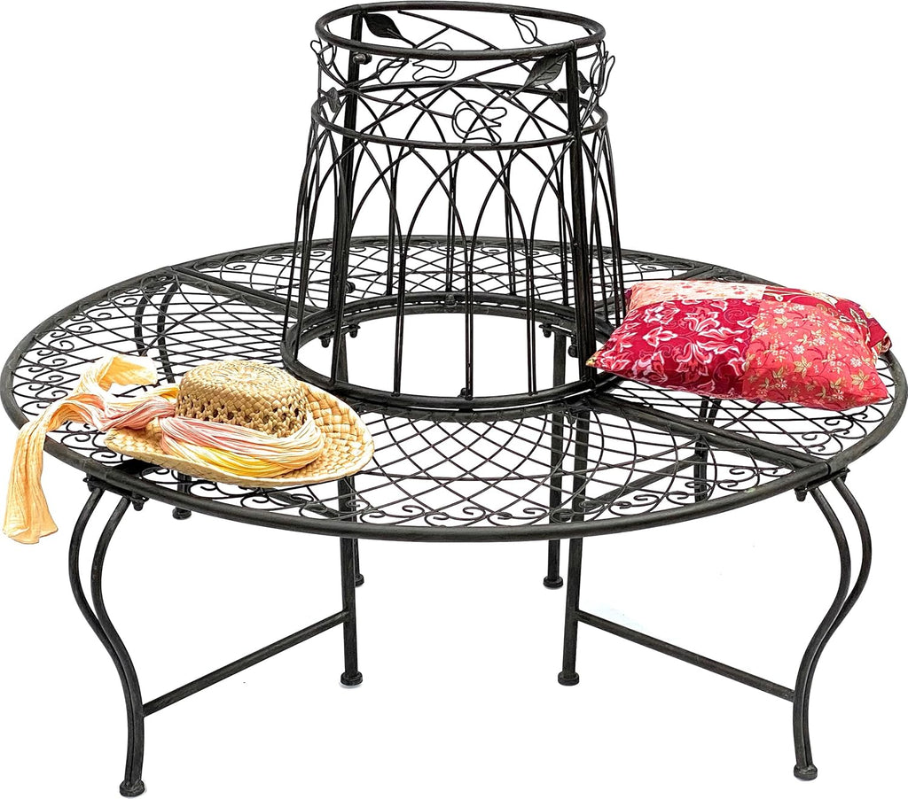 DanDiBo 96003 Banc rond en métal résistant aux intempéries Marron diamètre 130 cm