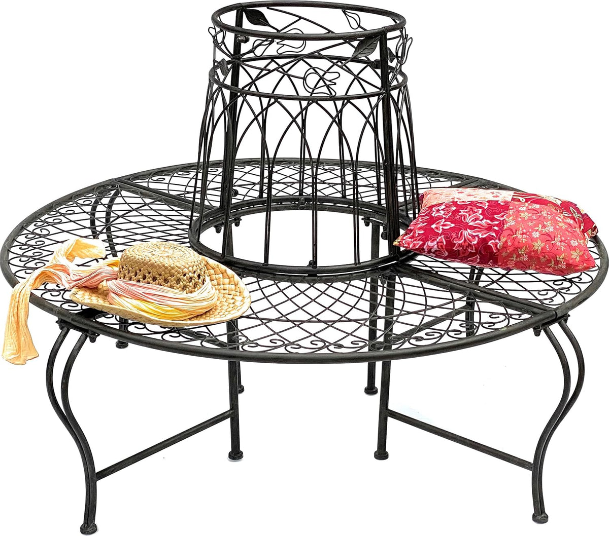 DanDiBo 96003 Banc rond en métal résistant aux intempéries Marron diamètre 130 cm
