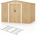 COSTWAY Abri de Jardin 5㎡ en Acier Galvanisé Anti-UV, 259 x 196 x 184 CM, Cabane de Jardin Exterieur 7m³ avec Fondation et Porte Coulissante, Rampe, 4 Trous d’Aération, 4 Gants Inclus