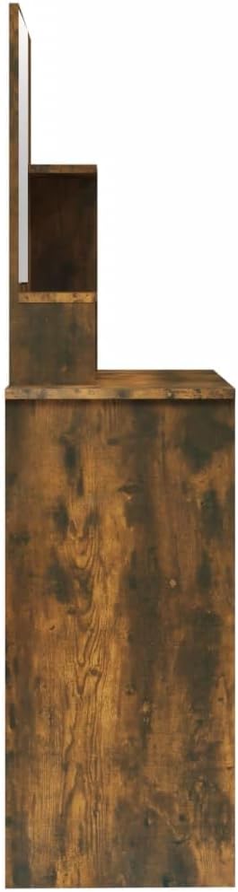 AJJHUUKI Armoires et meubles de rangement - Coiffeuse pour chambre à coucher - Coiffeuse avec miroir - Chêne fumé - 86,5 x 35 x 136 cm