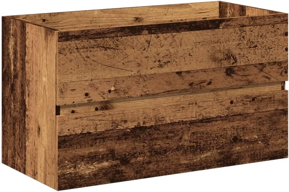 vidaXL Meuble avec Vasque intégrée Vieux Bois, Armoire lavabo de Salle de Bain, Meuble de Salle de Bain, Meuble de Rangement sous lavabo