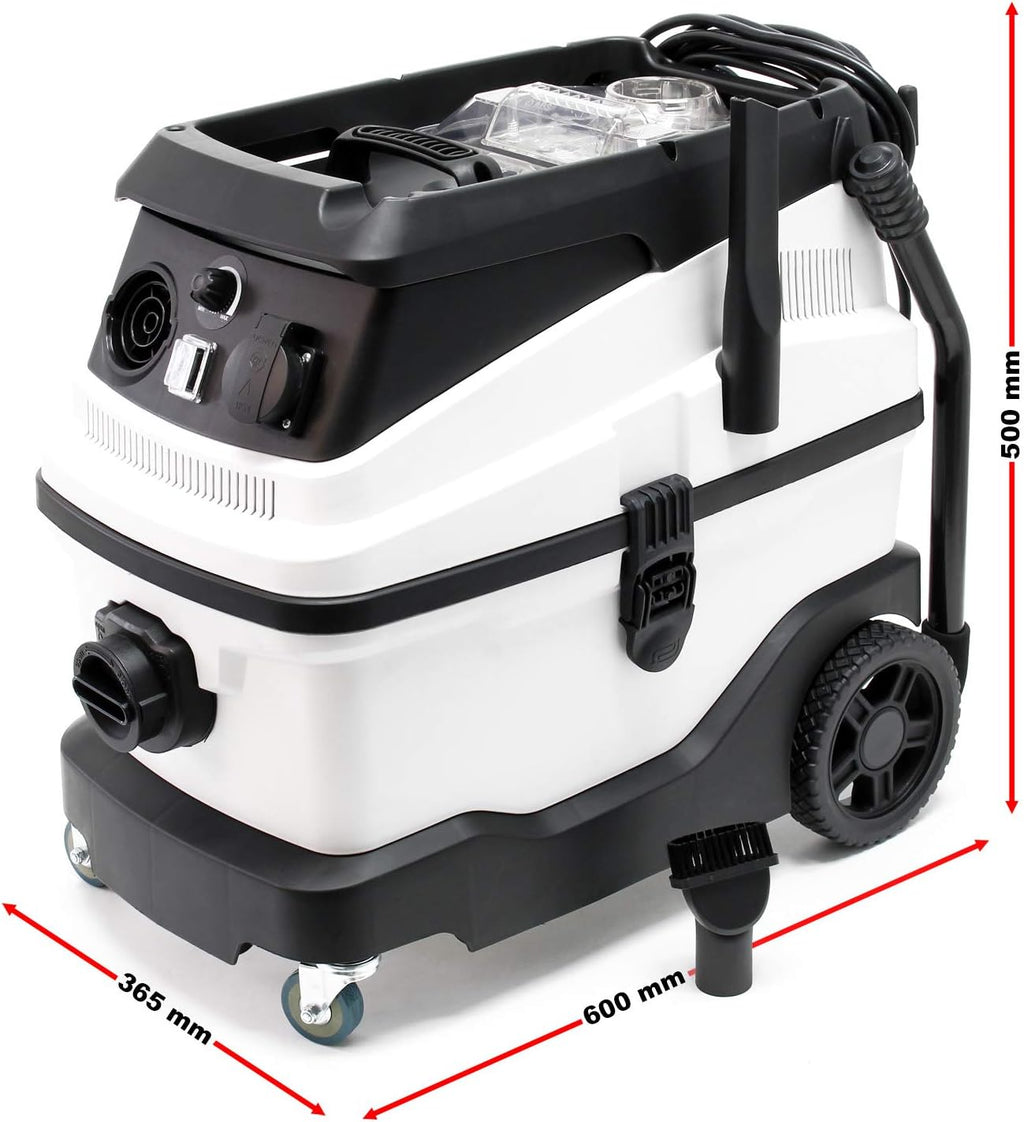 WilTec Aspirateur Eau et poussière - 1600 W/capacité 30 L - Triple étape de Filtration & Fonction de soufflerie - avec Accessoires - pour Aspiration sèche et Humide