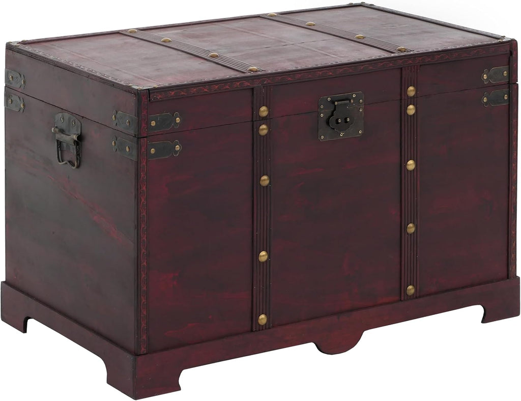 Mendler Coffre bois de décoration Valence aspect antiquité 49x77x47cm carré