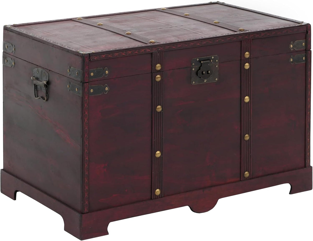 Mendler Coffre bois de décoration Valence aspect antiquité 49x77x47cm carré