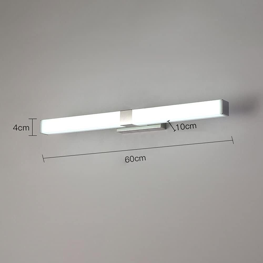 Miroir de Salle de Bain avec éclairage LED, Cadre chromé, Applique Murale Moderne en Acier Inoxydable, Style Luxueux