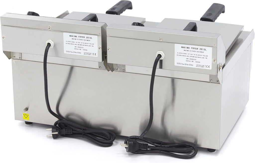 Friteuse 2x 13 L 2 Paniers avec robinet - Friteuse - Friteuse double traiteur - Inox - Professionnelle - 26 Litres
