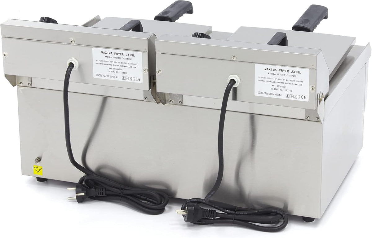 Friteuse 2x 13 L 2 Paniers avec robinet - Friteuse - Friteuse double traiteur - Inox - Professionnelle - 26 Litres