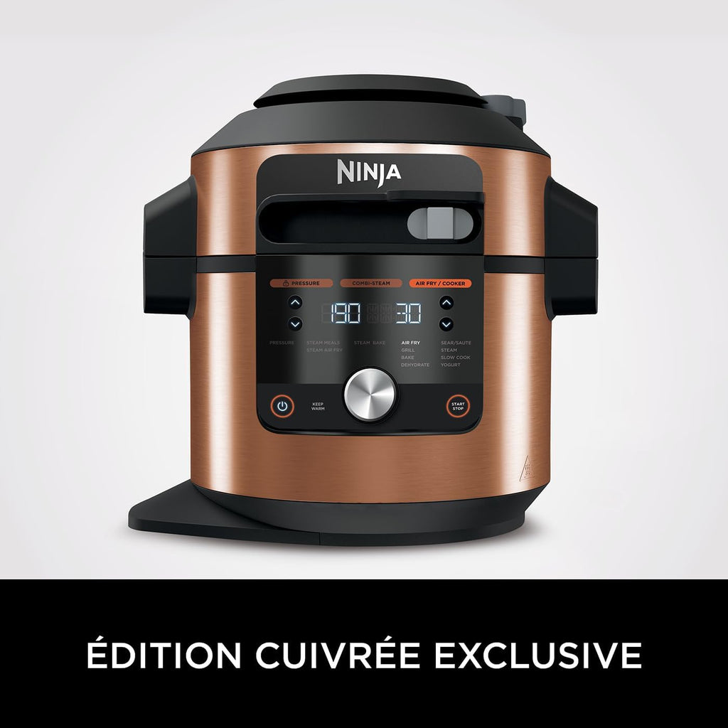 Ninja Multicuiseur Foodi MAX Air Fryer avec SmartLid, 7,5L, Autocuiseur 12 en 1, Cuisson sous pression, Friture à l'air, Cuisson lente, Grill et plus, Cuivre/Noir Exclusivité