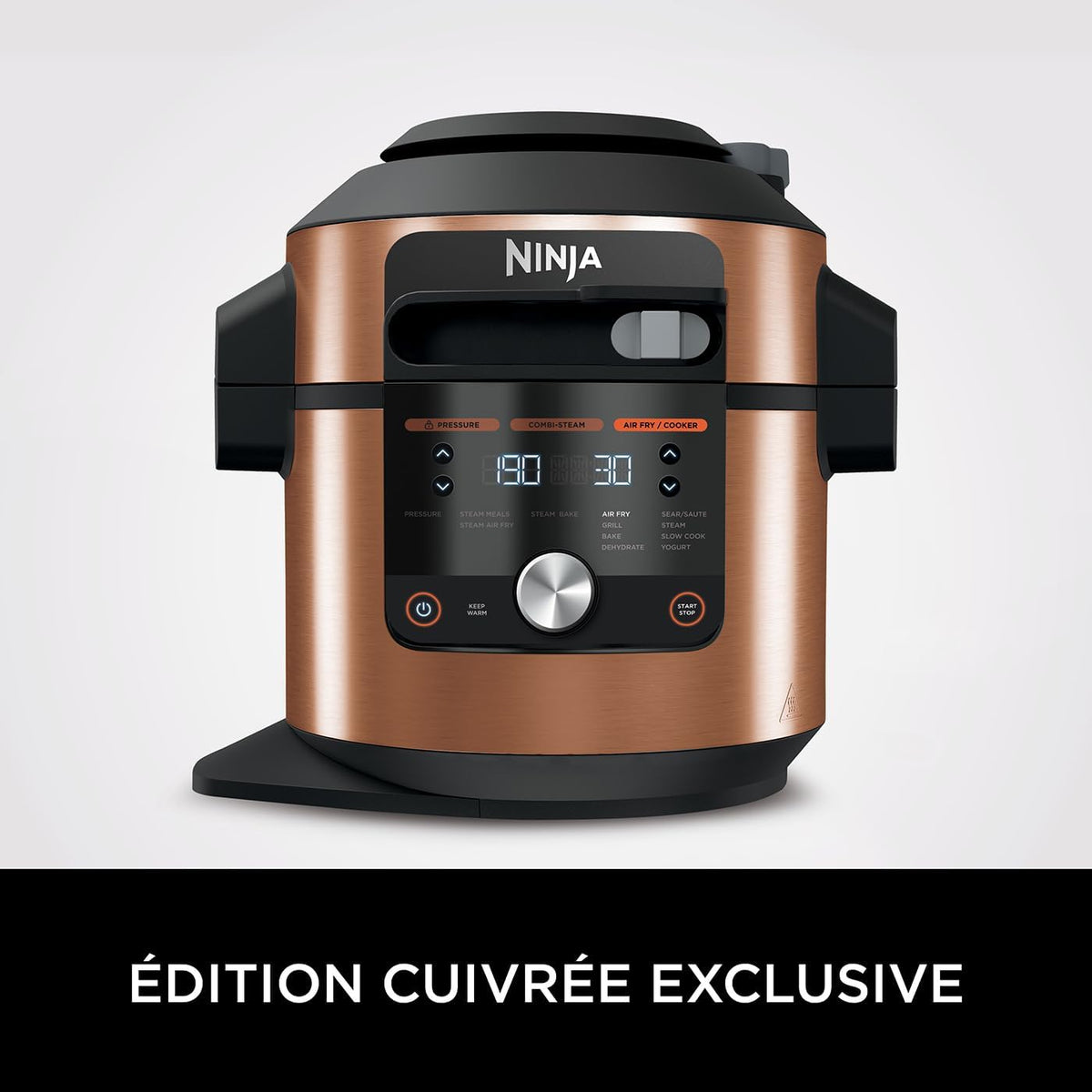 Ninja Multicuiseur Foodi MAX Air Fryer avec SmartLid, 7,5L, Autocuiseur 12 en 1, Cuisson sous pression, Friture à l'air, Cuisson lente, Grill et plus, Cuivre/Noir Exclusivité