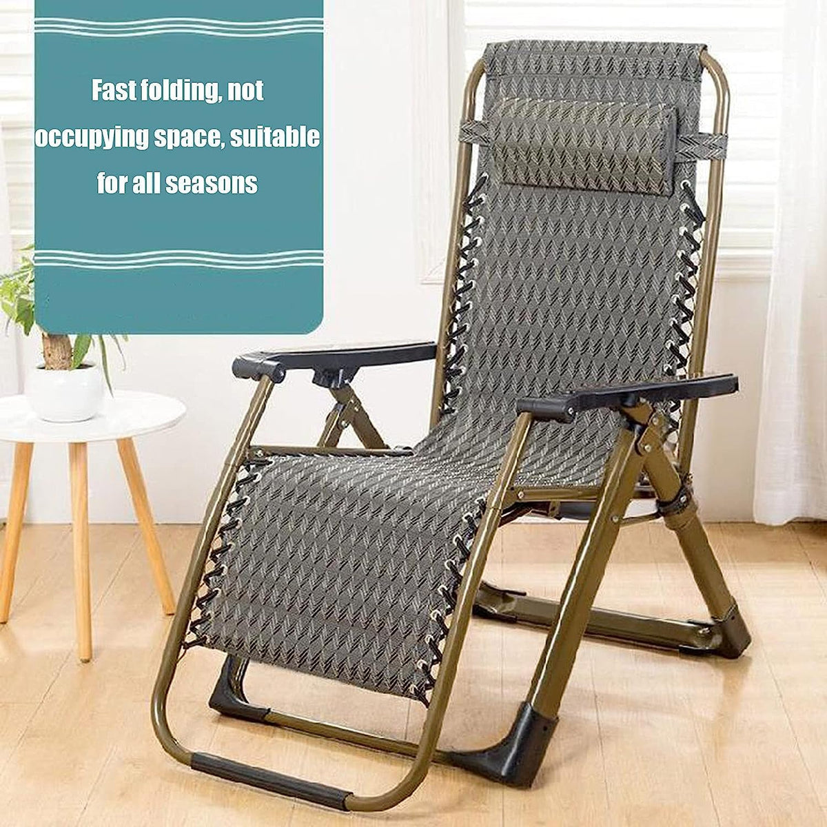 DANNMPX Chaise Longue Chaise Longue De Patio avec Oreiller Amovible, Appuie-tête, Transat Soleil, Inclinable pour Extérieur, Cour Intérieure, Camping Pliante Relaxation