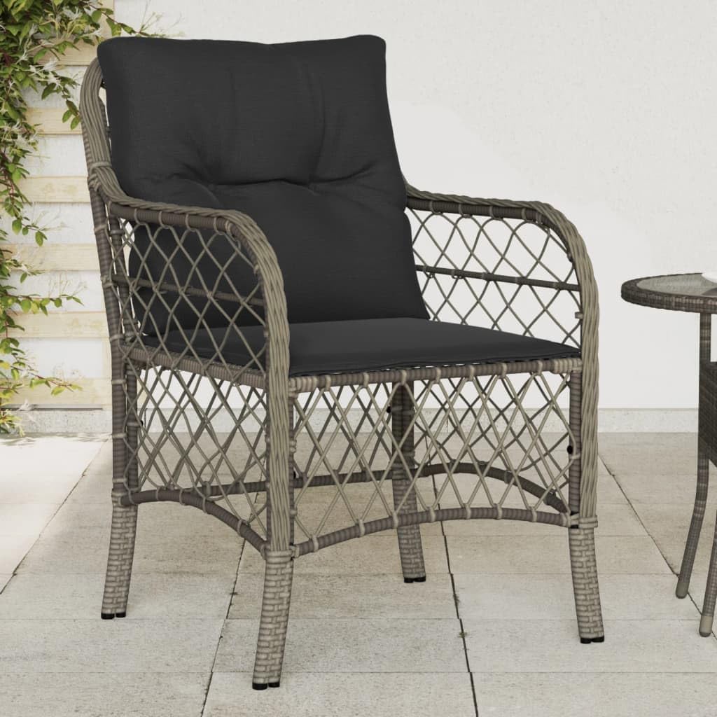 ShGaxin Chaises de jardin avec coussins 2 pièces grises en polyrotin, chaises de jardin, chaises d'extérieur, chaises pour table de jardin, 365155