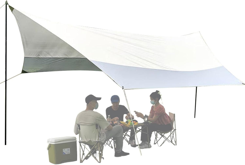 Hogvinnatil Abri de soleil de camping, SCHEMA SUR LA BEACE,17,06 ft × 14,76 pieds de canopée de camping | Grande couverture, pare-soleil lourd, protection UV pour sac à dos en