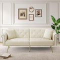 KOMHTOM Canapé-lit avec Dossier Réglable en 3 Positions, Canapé 2 Places élégant avec 2 Coussins et Fonction Sommeil, pour Salon, Chambres à Coucher (Beige)