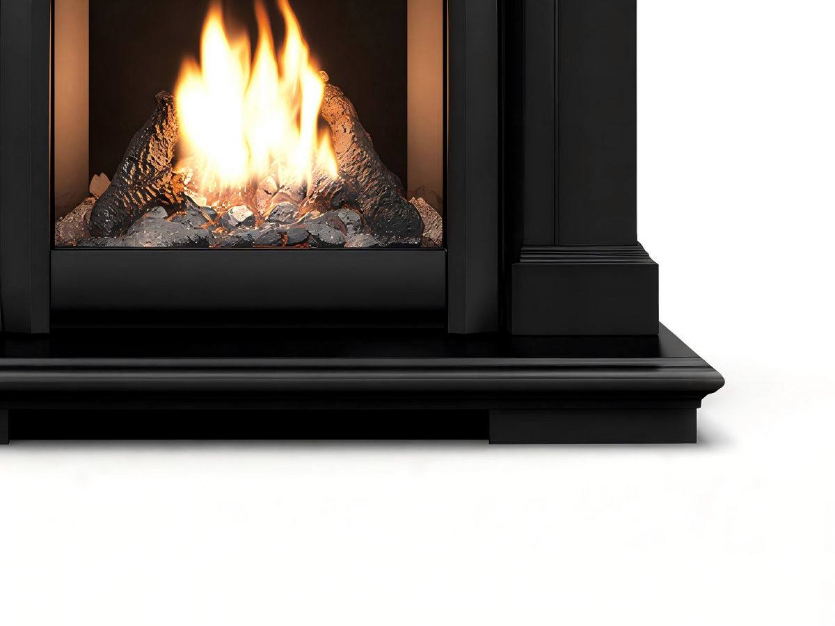 Cheminée à gaz - métal 80x35x85 cm - noir - style classique