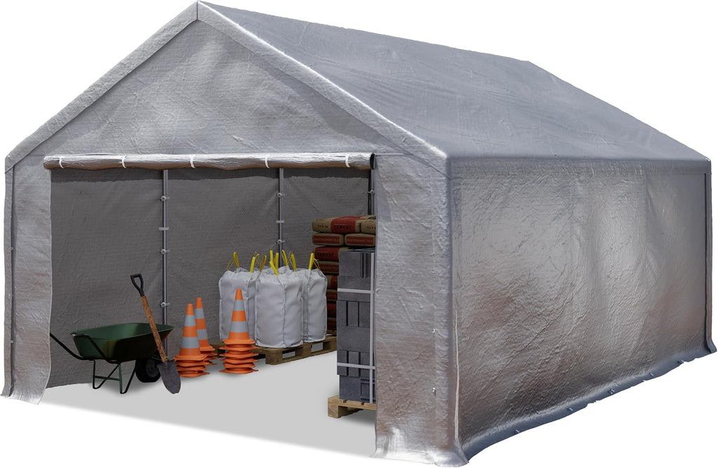 TOOLPORT Tente de Stockage 3x6 m Hangar de Stockage Abri Tente de Garage Bâche PE 350 N étanche à l'eau en Gris