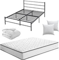 CEYIRO Ensemble Matelas 160x200 et Lit 160x200cm et Couette 220x240 et 2Oreillers60x60cm (Pack Matelas 160x200+Lit Métal avec Tête)