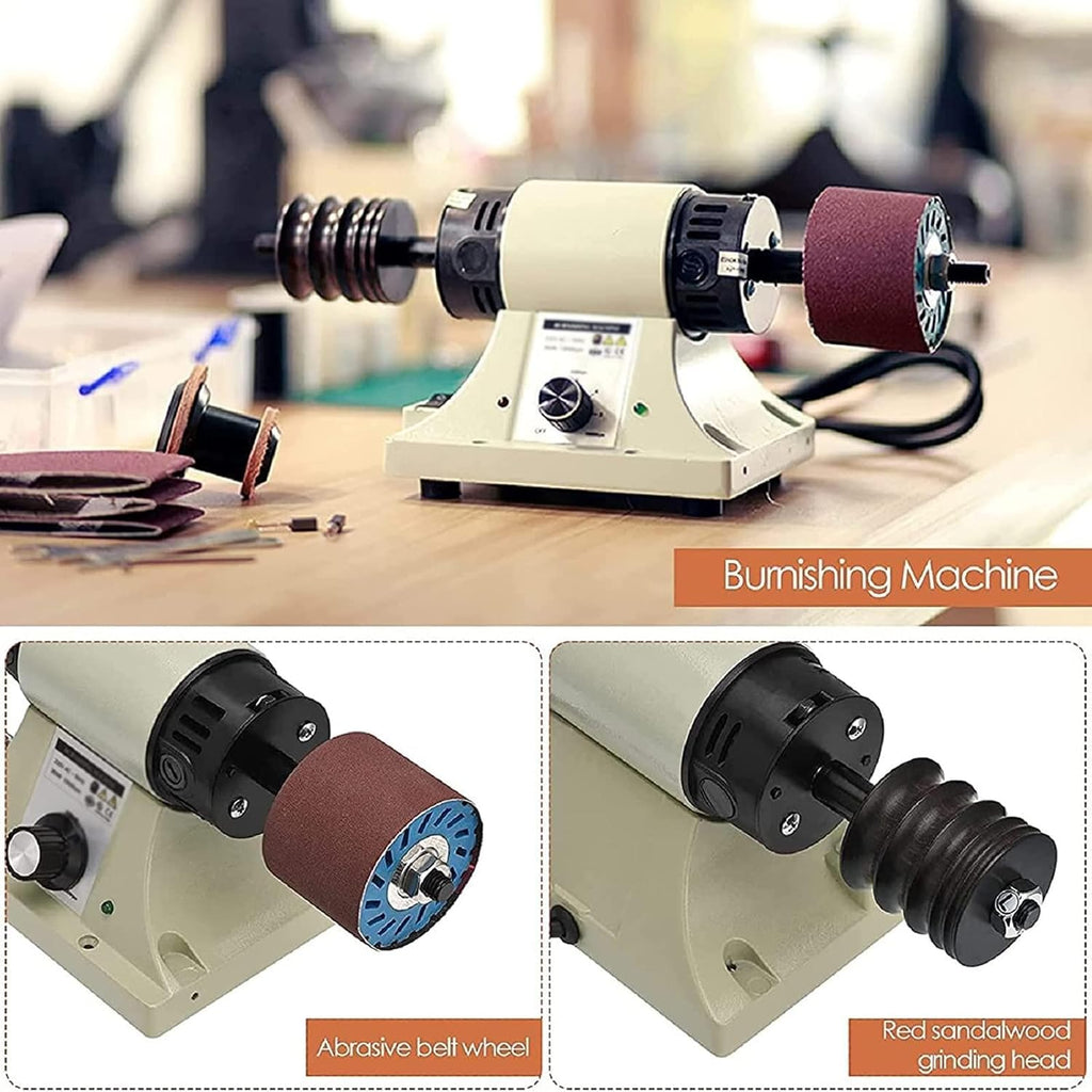 HpLNDas Polisseuse éLectrique pour Cuir 350 W, 0 à 8000 TR/Min, Machine à Polir Le Cuir, Haute Efficacité, pour Tous Les Cuirs Tannés Végétaux