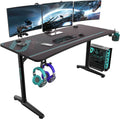 EUREKA ERGONOMIC Bureau Gaming 152x70cm Bureau Gamer Bureau Informatique PC Grand avec Tapis de Souris, Porte-gobelet,Crochet pour Casque et Support de Manette