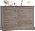 FOREHILL Commode Chambre Commode 6 Tiroirs Buffet Meuble de Rangement pour Salon Cuisne Chambre Adulte Classique en Bois 120 x 42,5 x 82,5 cm